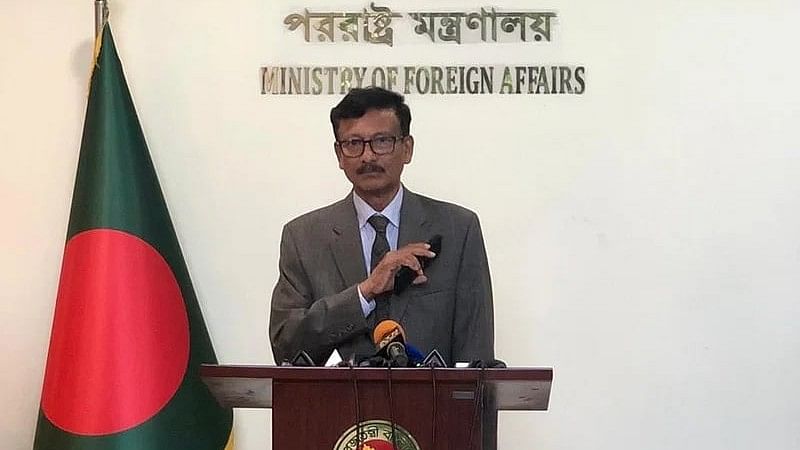 Foreign affairs adviser Md. Touhid Hossain talks to the media on 8 September 2024